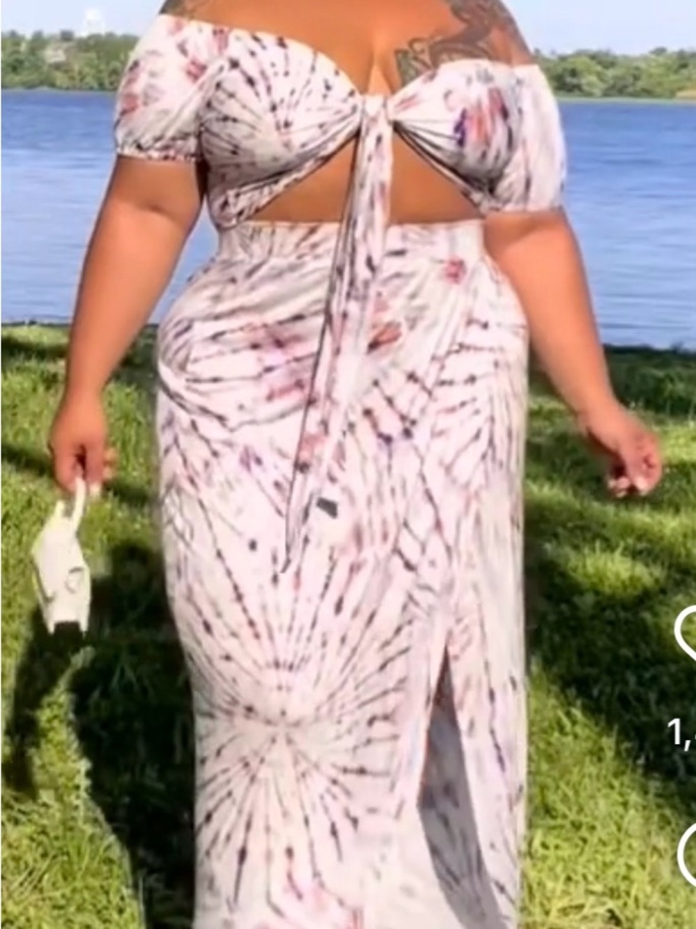 Fashion to Figure White Tie-Dye Two-Piece Skirt Set